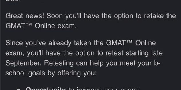 GMAT Online Retesting Coming Soon